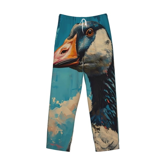 Lsque Blue Watercolor Duck Print Men's Pajama Pants, Lounge Pant - Comfortable Home Wear,Elastic Waistband, Stylish Design-Small