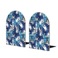 thumbnail image 1 of Lsque Blue and White Butterflies Printed Wood Bookends,Non-Skid Bookend for Shelves,Heavy Duty Support Bookends,Non-Slip Foam Pads for Office, Home, and Library,1 Pair, 1 of 8
