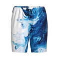 thumbnail image 1 of Lsque Blue White Fluid Art Mens Sleep Pajama Shorts,Short Pajama Pants, Cotton Ultra-Soft Knit-3X-Large, 1 of 9