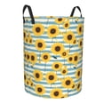 thumbnail image 1 of Lsque Blue White Striped Sunflower A pattern Laundry Hamper Basket, Tall Woven Rope Hamper Basket for Clothes, Lightweight Storage Basket, Collapsible Waterproof-Medium, 1 of 8