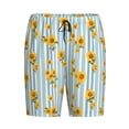 thumbnail image 1 of Lsque Blue White Striped Sunflower Mens Sleep Pajama Shorts,Short Pajama Pants, Cotton Ultra-Soft Knit-3X-Large, 1 of 9