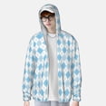 thumbnail image 1 of Lsque Blue and White Squares UPF 50+ Lightweight Sun Protection Men's Women's Long Sleeve Shirt, Hoodie Performance -Large, 1 of 9