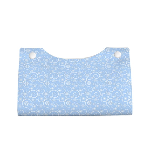 Lsque Blue snowflakes elegant Printed Long Tissue Box Cover Holder, Facial Paper Organizer Dispenser,Triangle with Bottom Belt, PVC Leather Decorative Organizer