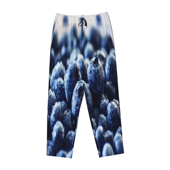 Lsque Blueberry Print Women's Pajama Pants, Lounge Pant - Comfortable Home Wear,Elastic Waistband, Stylish Design-Large