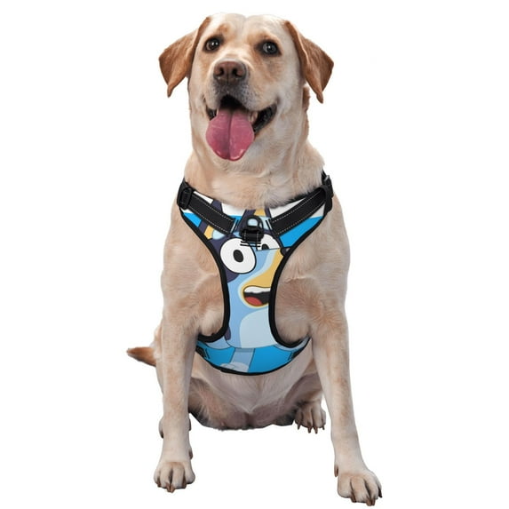 Lsque Bluey Dog Harness, No-Pull Pet Harness with 2 Leash Clips, Adjustable Soft Padded Dog Vest with Easy Control Handle for Large Dogs-X-Large