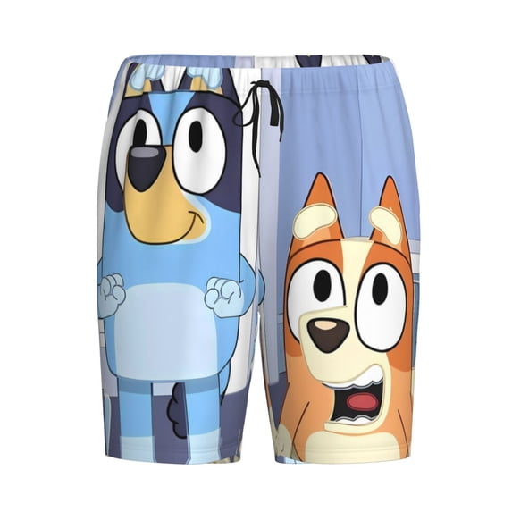Lsque Bluey Mens Sleep Pajama Shorts,Short Pajama Pants, Cotton Ultra-Soft Knit-3X-Large