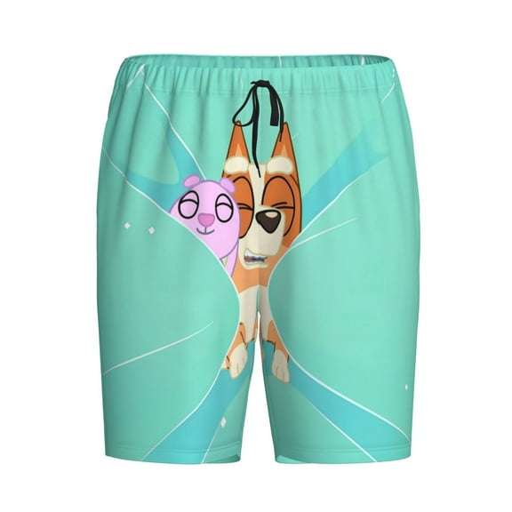 Lsque Bluey Mens Sleep Pajama Shorts,Short Pajama Pants, Cotton Ultra-Soft Knit-Small