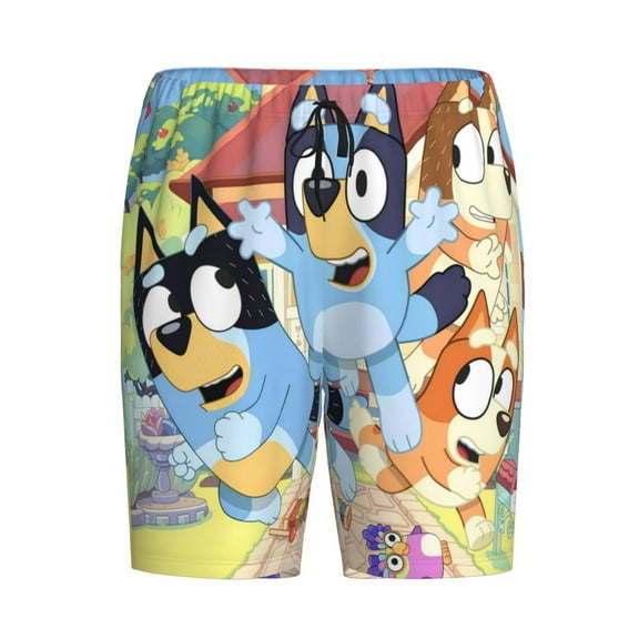 Lsque Bluey Mens Sleep Pajama Shorts,Short Pajama Pants, Cotton Ultra-Soft Knit-Small