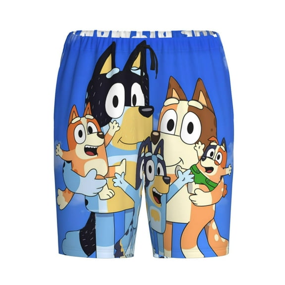 Lsque Bluey Mens Sleep Pajama Shorts,Short Pajama Pants, Cotton Ultra-Soft Knit-Small