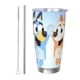 thumbnail image 1 of Lsque Bluey Pattern 20oz Car Cup with Lid and Straw, Insulated Coffee Cup with Straw Topper, Spill Proof Travel Coffee Mug, Stainless Steel Tumble, 1 of 8