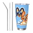 thumbnail image 1 of Lsque Bluey Pattern 20oz Car Cup with Lid and Straw, Insulated Coffee Cup with Straw Topper, Spill Proof Travel Coffee Mug, Stainless Steel Tumble, 1 of 1