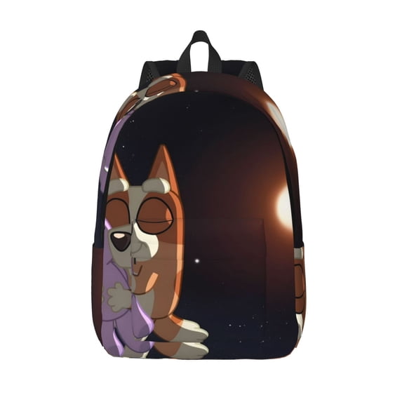 Lsque Bluey Pattern Canvas Daypack, Durable Backpack, High-quality Versatile Backpack,Vintage Compact Backpack-Small