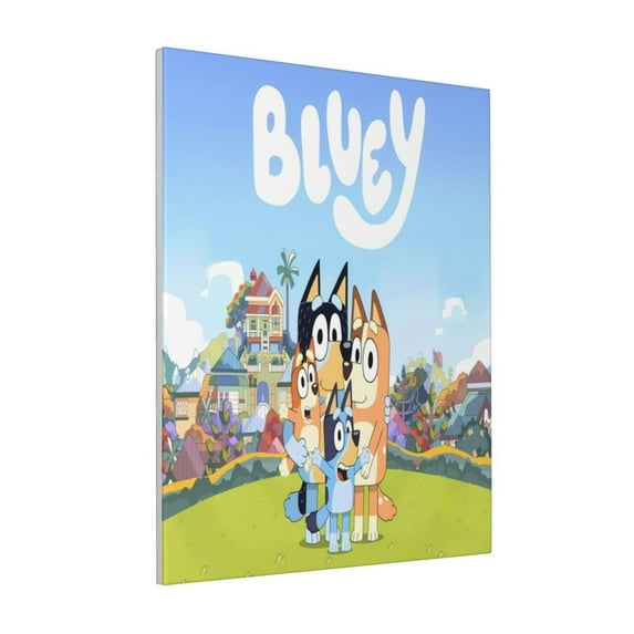 Lsque Bluey Pattern Decorative Picture – Unique Modern Wall Art, Ready-to-Hang Canvas Print for Home (Vertical)