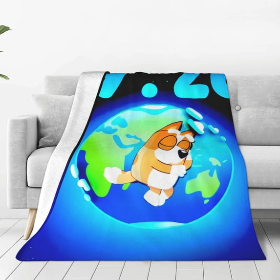 Lsque Bluey Pattern Fuzzy Fleece Throw Blanket Extra Large,Super Soft,Fluffy and Warm Blankets for Couch,Bed,All Season Use (40"x30")