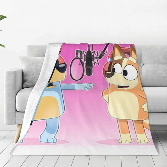 Lsque Bluey Pattern Fuzzy Fleece Throw Blanket Extra Large,Super Soft,Fluffy and Warm Blankets for Couch,Bed,All Season Use (50"x40")