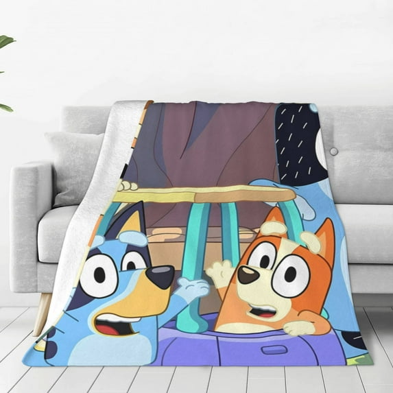 Lsque Bluey Pattern Fuzzy Fleece Throw Blanket Extra Large,Super Soft,Fluffy and Warm Blankets for Couch,Bed,All Season Use (50"x40")