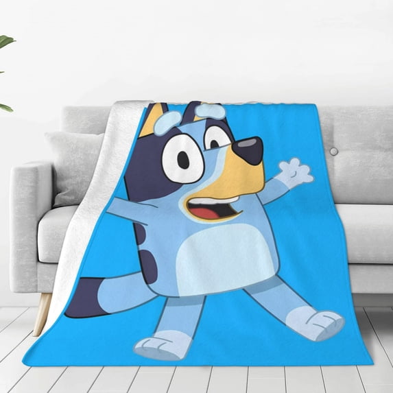 Lsque Bluey Pattern Fuzzy Fleece Throw Blanket Extra Large,Super Soft,Fluffy and Warm Blankets for Couch,Bed,All Season Use (60"x50")