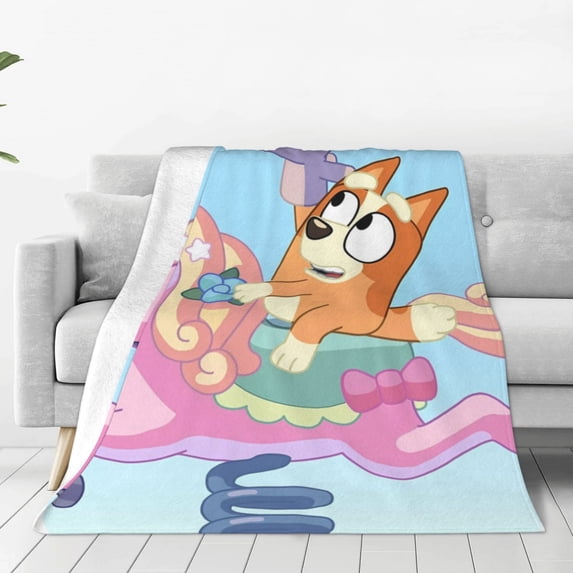 Lsque Bluey Pattern Fuzzy Fleece Throw Blanket Extra Large,Super Soft,Fluffy and Warm Blankets for Couch,Bed,All Season Use (60"x50")