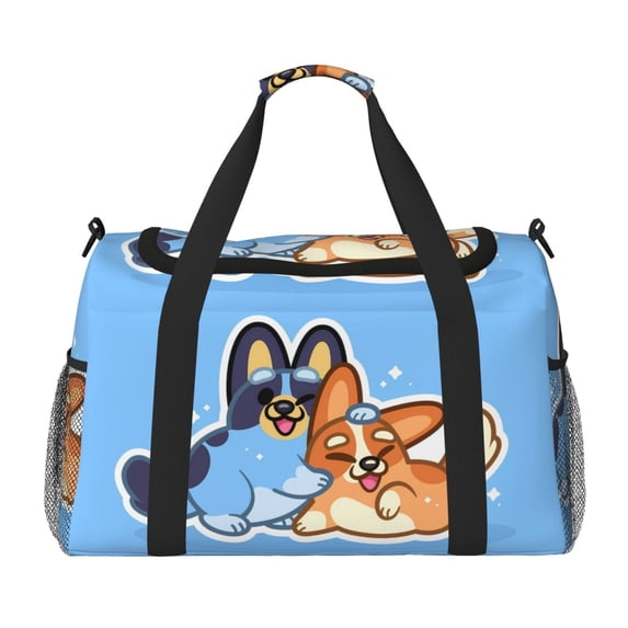 Lsque Bluey Pattern Hand Travel Bag, Weekender Carry On for Women Men, Sports Gym Bag, Workout Duffel Bag, Overnight Shoulder Bag fit 15.6 Inch Laptop