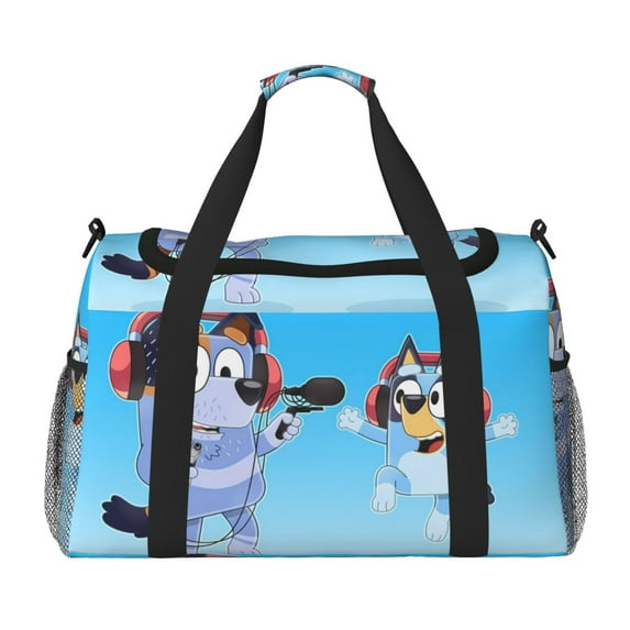 Lsque Bluey Pattern Hand Travel Bag, Weekender Carry On for Women Men, Sports Gym Bag, Workout Duffel Bag, Overnight Shoulder Bag fit 15.6 Inch Laptop