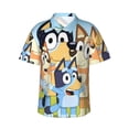 thumbnail image 1 of Lsque Bluey Pattern Hawaiian Shirt for Men Unisex Summer Beach Casual Short Sleeve Cotton Linen Button Down Shirts-Medium, 1 of 6