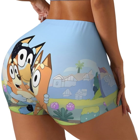Lsque Bluey Pattern High Waisted Biker Shorts for Women-Tummy Control Fitness Athletic Workout Running Yoga Gym Shorts,Moisture-Wicking-XX-Large