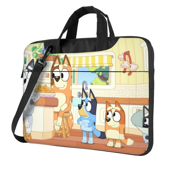 Lsque Bluey Pattern Laptop Bag – Portable & Slim Single-Shoulder Computer Case with Adjustable Strap, Protective, Lightweight for 13”/14”/15.6” Laptops