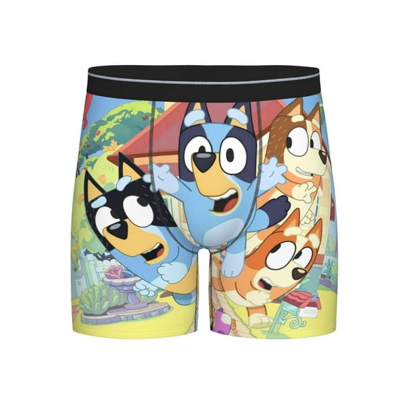 Lsque Bluey Pattern Men's Performance Stretch Underwear, Athletic Long Leg Briefs，Moisture-Wicking-Small