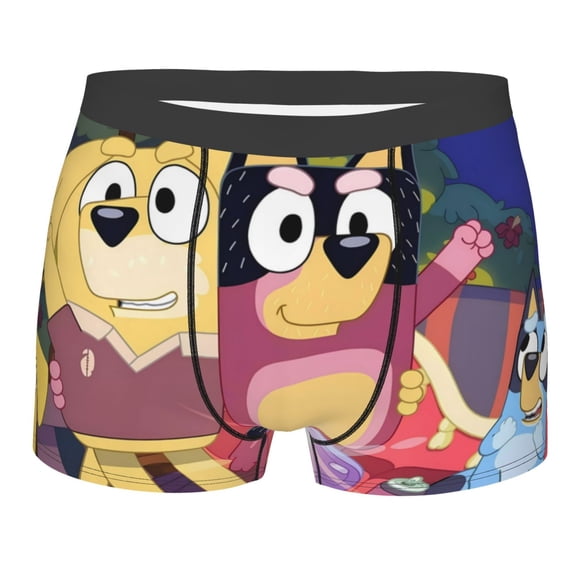 Lsque Bluey Pattern Men’s Total Support Pouch Boxer Briefs, X-Temp Cooling, Moisture-Wicking Underwear, Regular, Long-leg and Trunk-Small