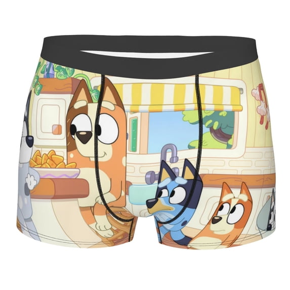 Lsque Bluey Pattern Men’s Total Support Pouch Boxer Briefs, X-Temp Cooling, Moisture-Wicking Underwear, Regular, Long-leg and Trunk-X-Large