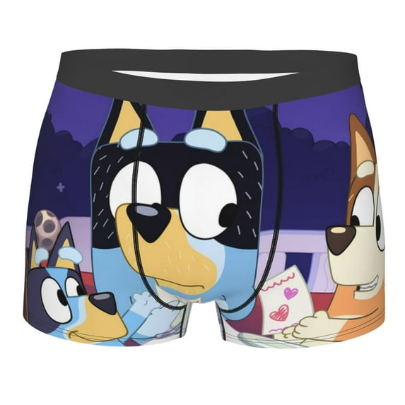 Lsque Bluey Pattern Men’s Total Support Pouch Boxer Briefs, X-Temp Cooling, Moisture-Wicking Underwear, Regular, Long-leg and Trunk-XX-Large