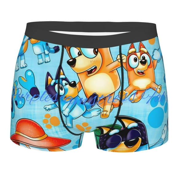 Lsque Bluey Pattern Men’s Total Support Pouch Boxer Briefs, X-Temp Cooling, Moisture-Wicking Underwear, Regular, Long-leg and Trunk-XX-Large