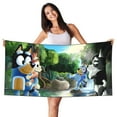 thumbnail image 1 of Lsque Bluey Pattern Microfiber Bath Beach Towel Silver Fox Velvet Beach Towel Oversized Quick Dry Absorbent for Pool Swimming Bathroom 27.5x55in, 1 of 5