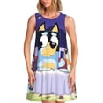 thumbnail image 1 of Lsque Bluey Pattern Summer Dresses for Women – Sleeveless T-Shirt Swing Sundress, Perfect for the Beach and Casual Days, 1 of 6