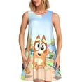 thumbnail image 1 of Lsque Bluey Pattern Summer Dresses for Women – Sleeveless T-Shirt Swing Sundress, Perfect for the Beach and Casual Days, 1 of 6