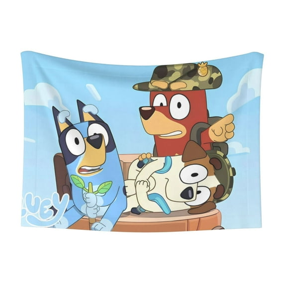 Lsque Bluey Pattern Waterproof Throw Blanket Pet Blanket for Dogs & Indoor Cats, Washable - Shaggy Plush Calming Long Faux Fur & Velvet Dog Blanket -Large