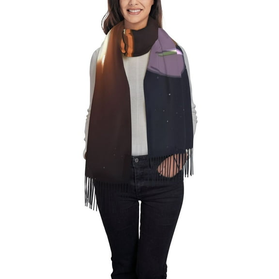 Lsque Bluey Pattern Women's Traditional Scarf Wrap Tassel Shawl Fringes Neck Head Shawl Retro Scarf