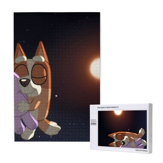 Lsque Bluey Pattern Wooden Picture Puzzle ,1000 Piece Jigsaw Puzzle ,Family Fun Puzzle, Home Décor Puzzle, Gift Puzzle(Vertical style)