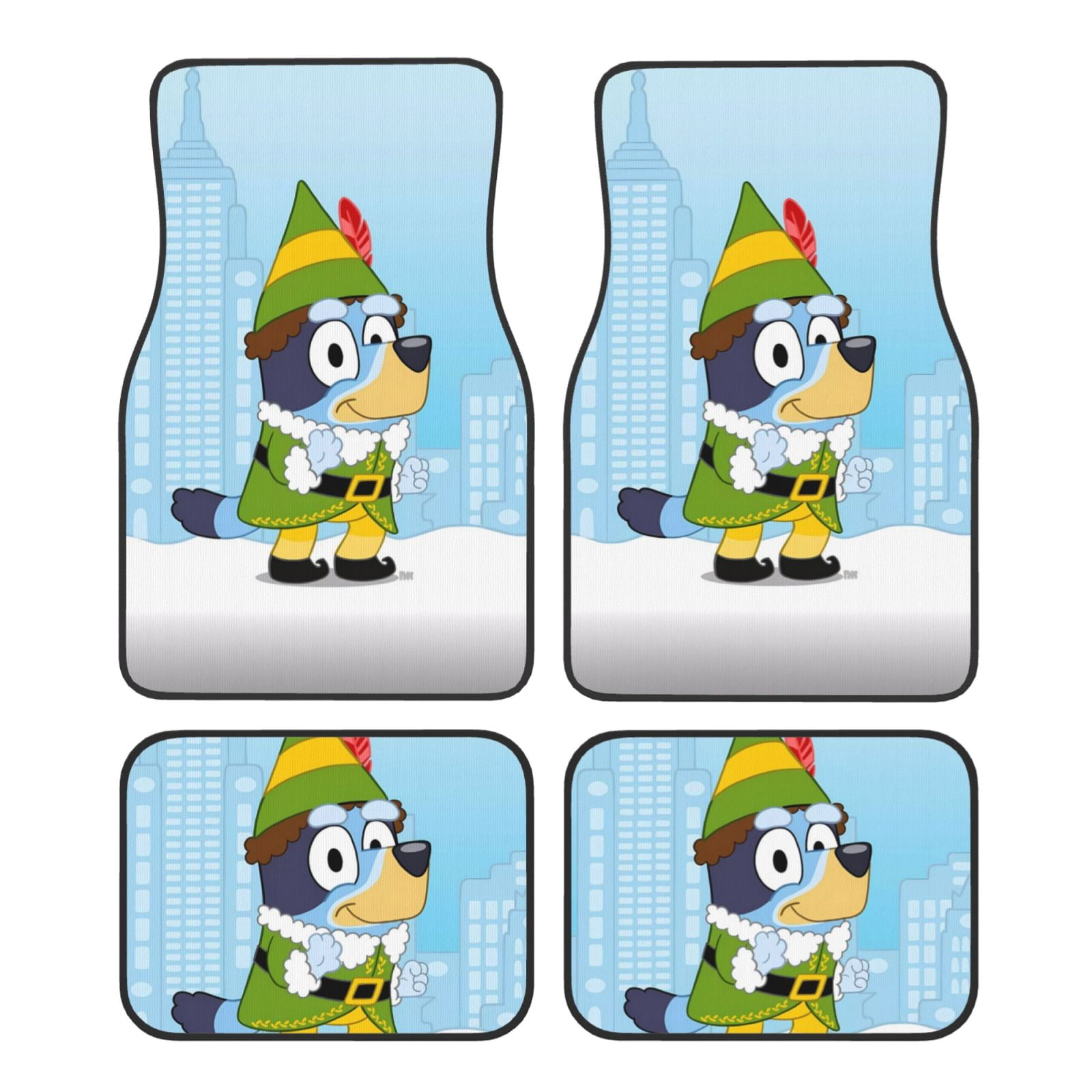 Lsque Bluey Print 4-Piece Floor Mats, Heavy-Duty Rubber Liners, Anti ...