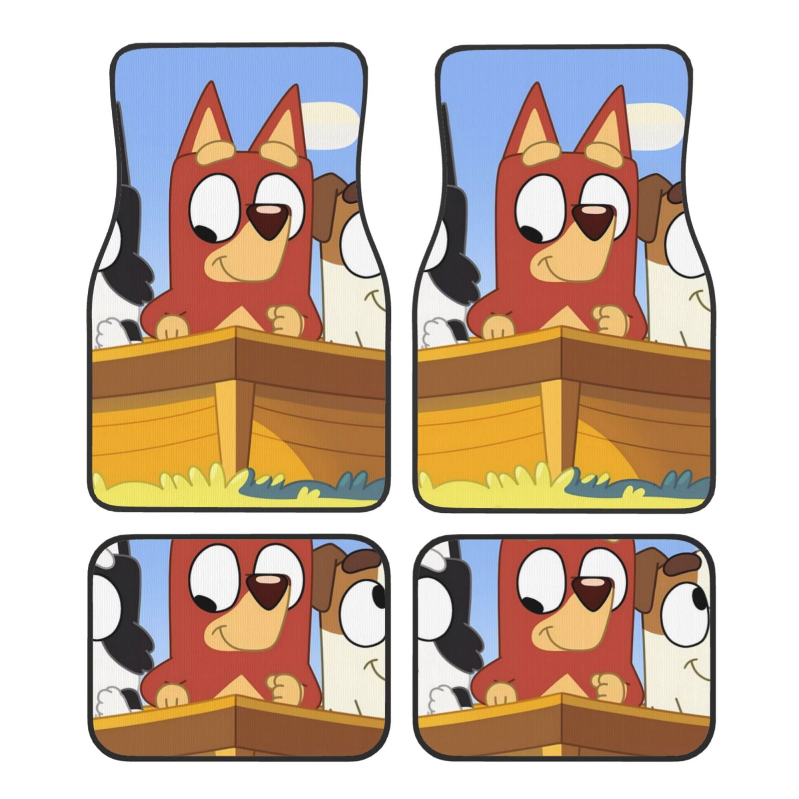 Lsque Bluey Print 4-Piece Floor Mats, Heavy-Duty Rubber Liners, Anti ...