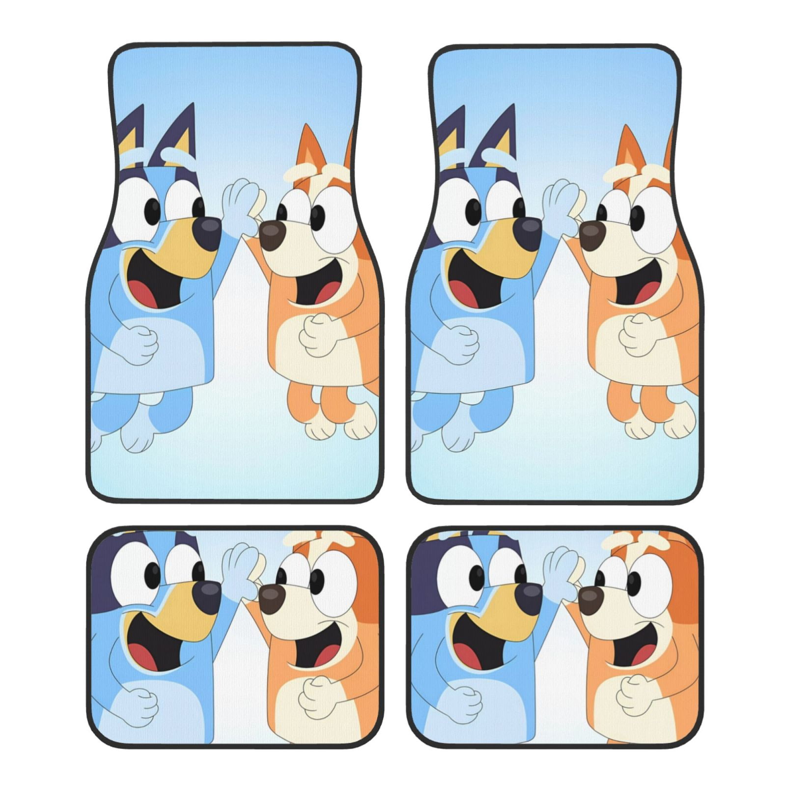 Lsque Bluey Print 4-Piece Floor Mats, Heavy-Duty Rubber Liners, Anti ...