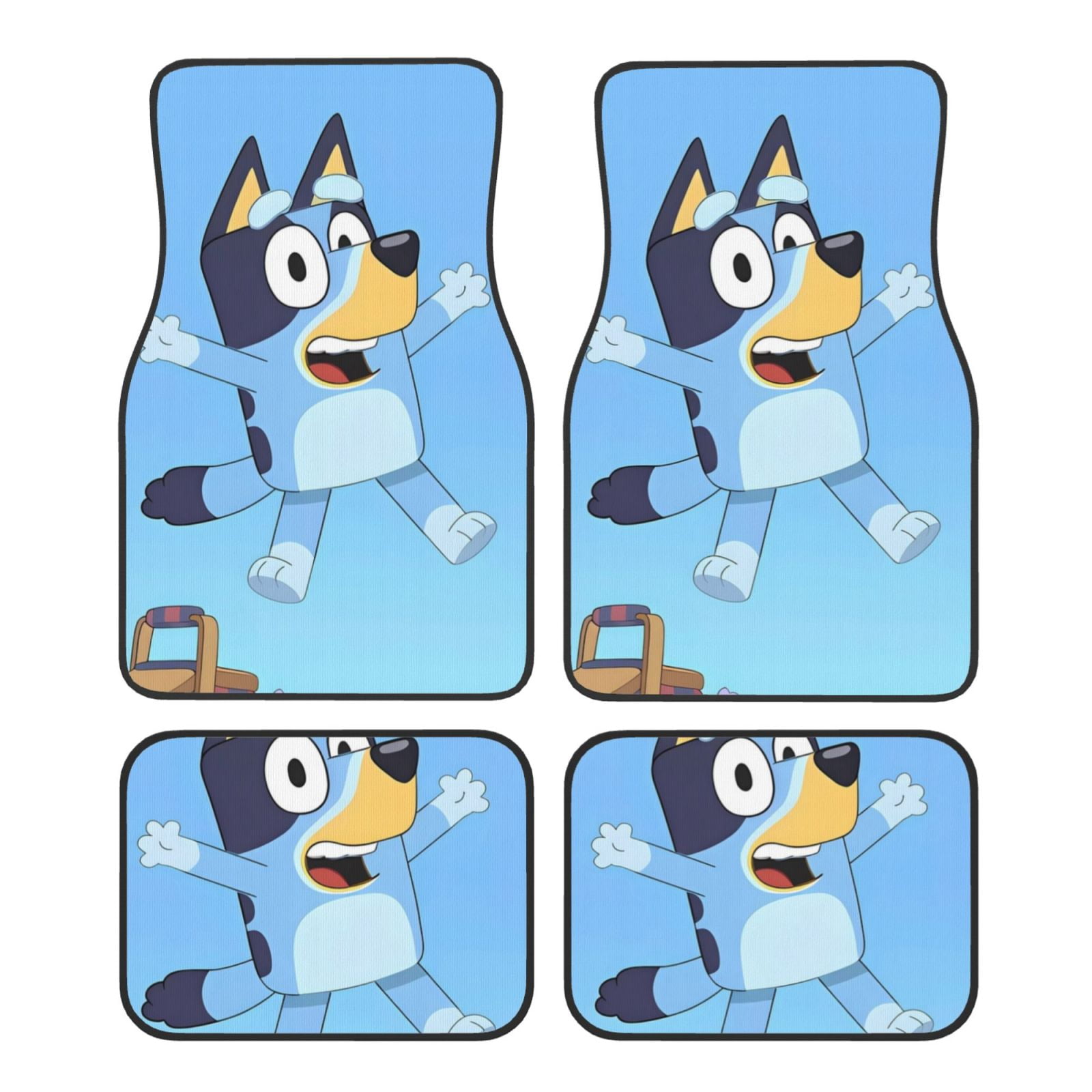 Lsque Bluey Print 4-Piece Floor Mats, Heavy-Duty Rubber Liners, Anti ...