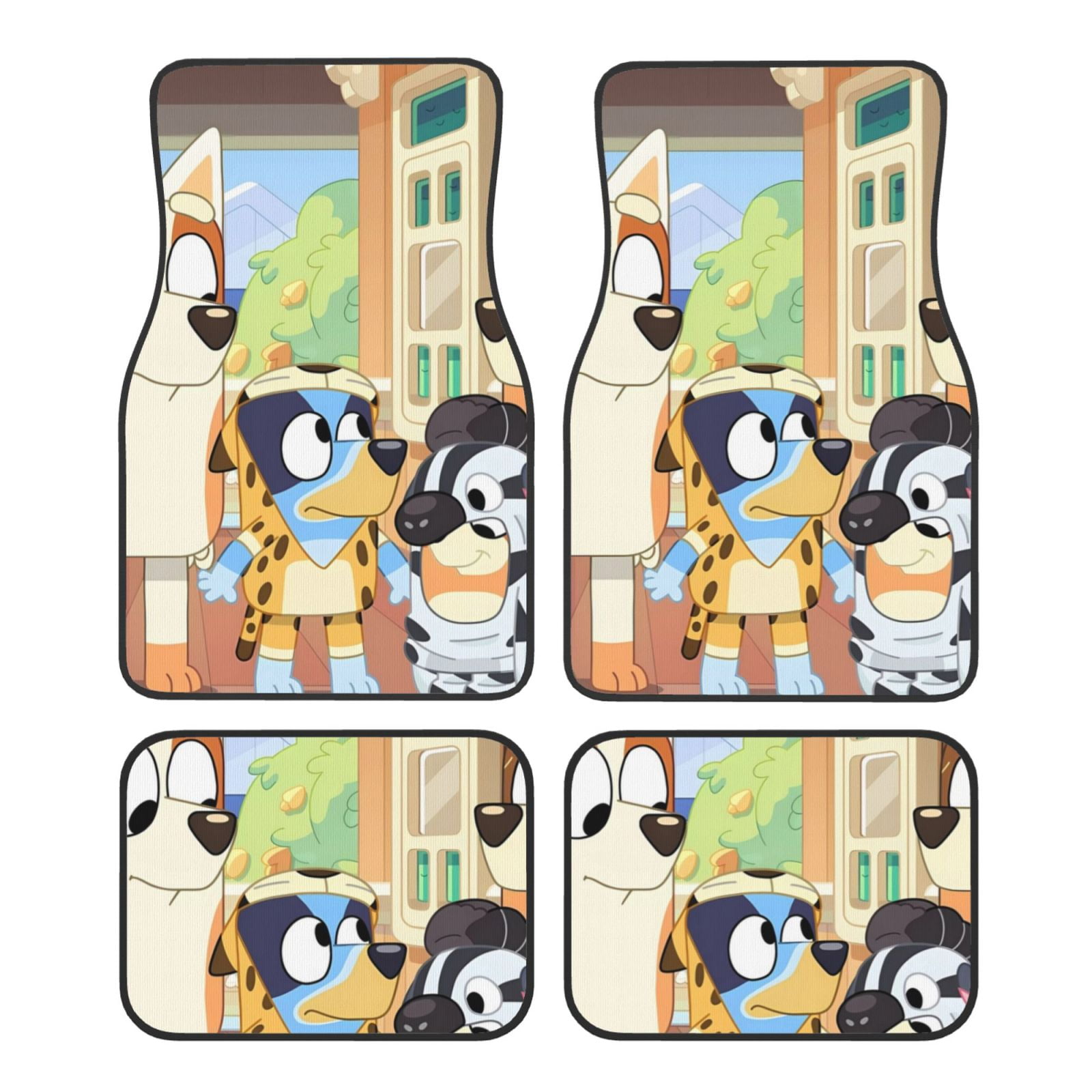 Lsque Bluey Print 4-Piece Floor Mats, Heavy-Duty Rubber Liners, Anti ...