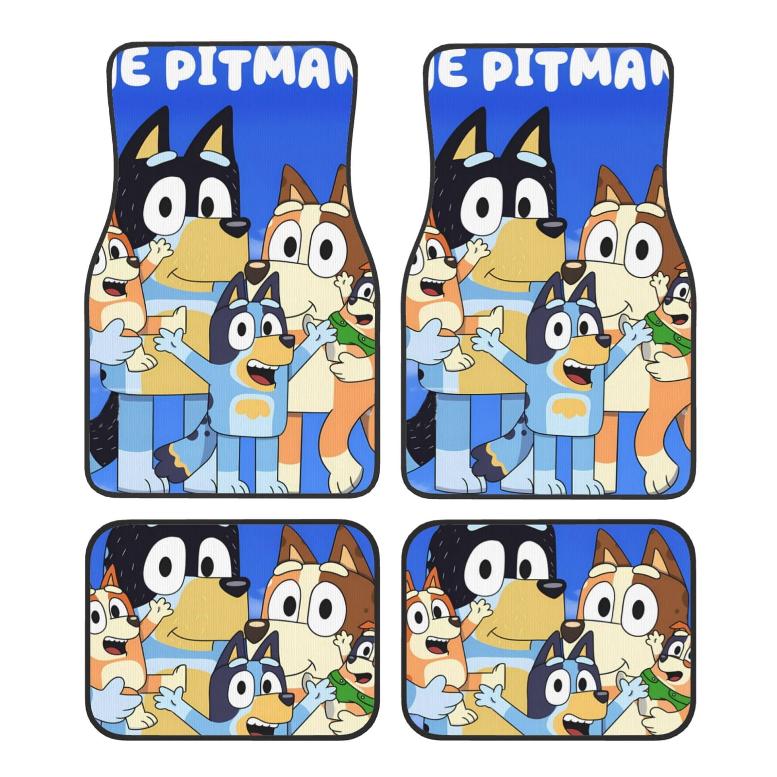 Lsque Bluey Print 4-Piece Floor Mats, Heavy-Duty Rubber Liners, Anti ...