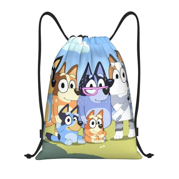 Lsque Bluey Print Drawstring Backpack Bag Sport Gym Sackpack Cinch Bags Drawstring Bags Draw String Sport Bag-Small