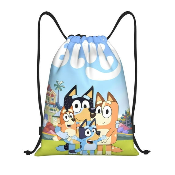 Lsque Bluey Print Drawstring Backpack Bag Sport Gym Sackpack Cinch Bags Drawstring Bags Draw String Sport Bag-Small