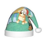 Lsque Bluey Print Santa Hat Christmas Hat Funny Christmas Hat Christmas Knitted Beanie Hat For Kids