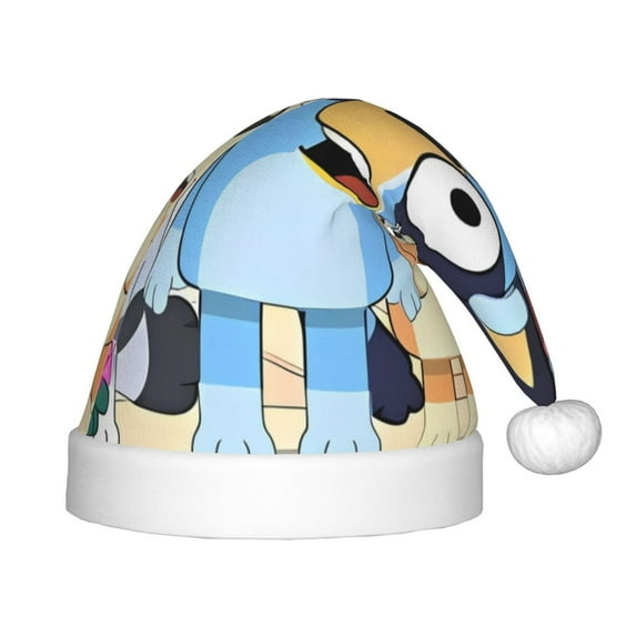 Lsque Bluey Print Santa Hat Christmas Hat Funny Christmas Hat Christmas Knitted Beanie Hat For Kids