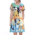 thumbnail image 1 of Lsque Bluey Print Women's Casual Dress T-Shirt Summer Short Sleeve Scoop Neck Swing Dresses, 1 of 7