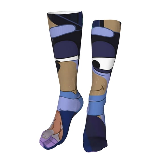 Lsque Bluey Print Women's Men's Novelty 20in Crew Socks Cotton Socks Knee High Socks for Walking,Running,Nurses,Pregnancy